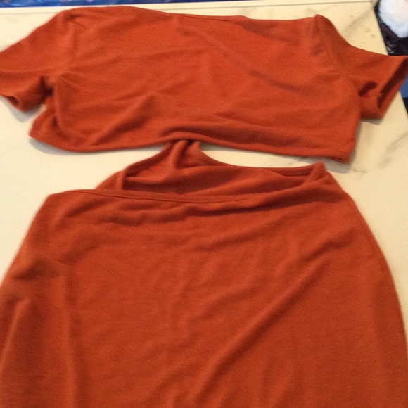 Cider orange tube deep v maxi dress, medium. - Picture 5 of 5